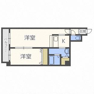 サンコート南4条(1LDK/4階)の間取り写真