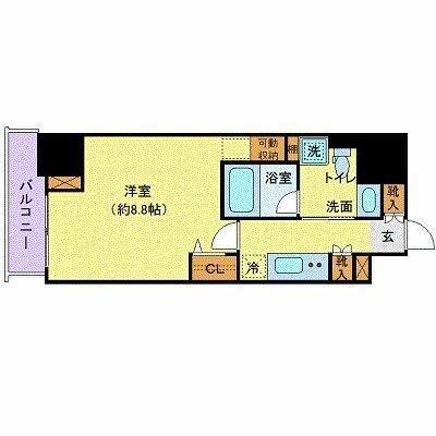 グランドコンシェルジュ六本木(1K/12階)の間取り写真
