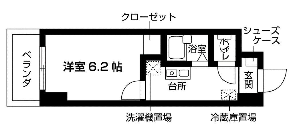 プルミエール本厚木(1K/5階)の間取り写真