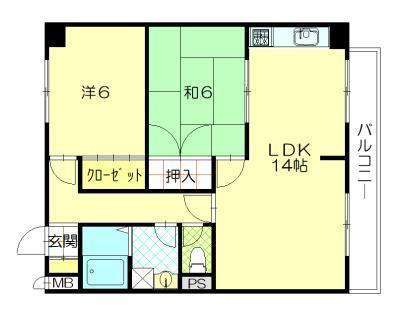 ライフステージ山王(2LDK/4階)の間取り写真