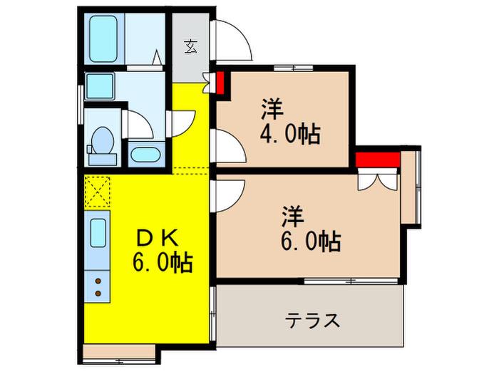 ヒルサイド西ヶ原(2DK/1階)の間取り写真