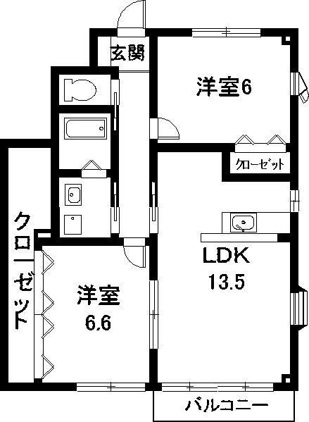 グランシャリオFUJI(2LDK/1階)の間取り写真