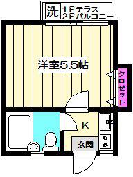 フラット高円寺南4(1K/1階)の間取り写真