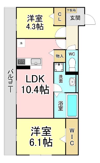 ルシオル鞘ヶ谷(2LDK/3階)の間取り写真
