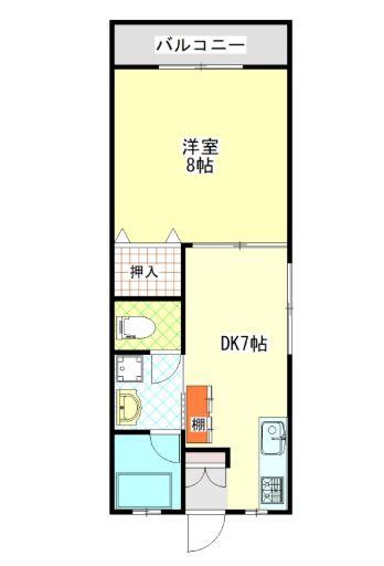 M APARTMENT(1DK/3階)の間取り写真