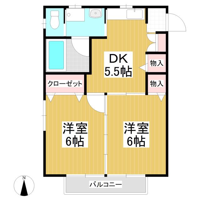 コーポグレース(2DK/1階)の間取り写真