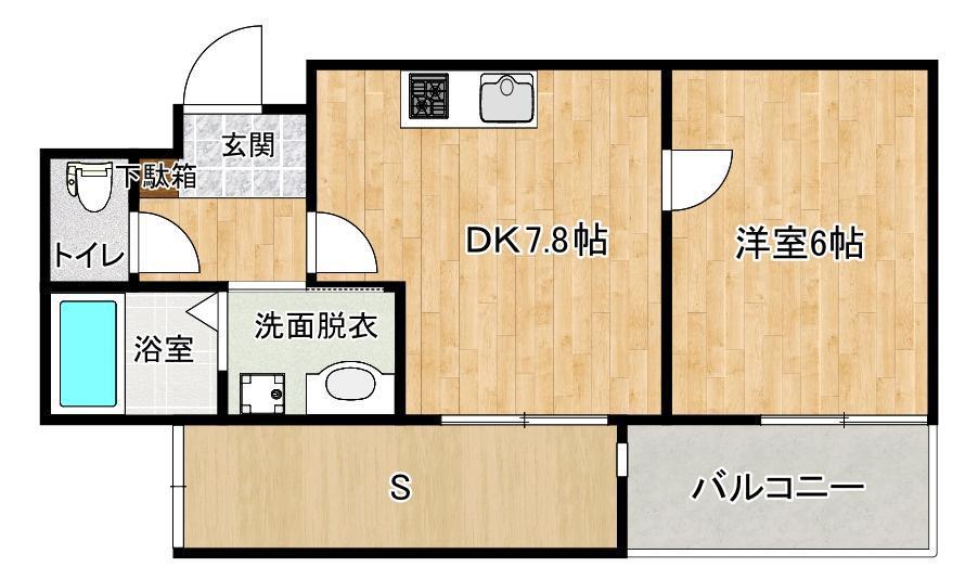 セブン熊大前(1SDK/3階)の間取り写真