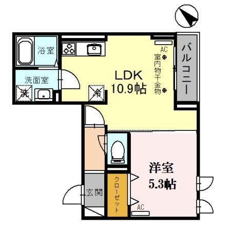 シャルール川越(1LDK/3階)の間取り写真