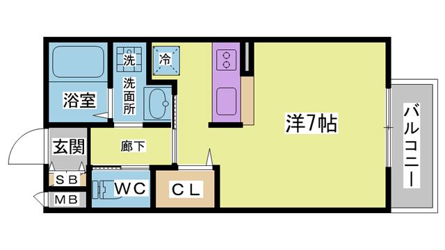 ヴィラエスポワール(1K/1階)の間取り写真