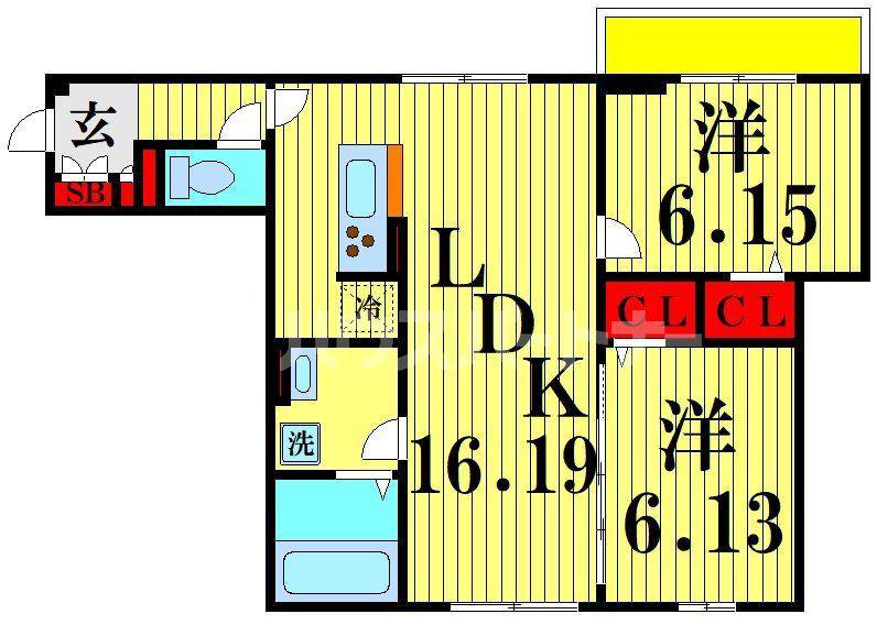 グラナーダ西新井(2LDK/1階)の間取り写真