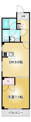 平成ハイツ(1DK/2階)の間取り写真