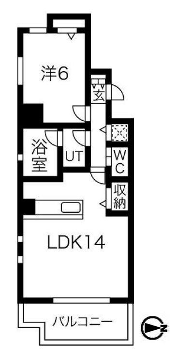 ベルファース緑地公園(1LDK/9階)の間取り写真