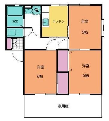 ウィンディア手城(2LDK/1階)の間取り写真