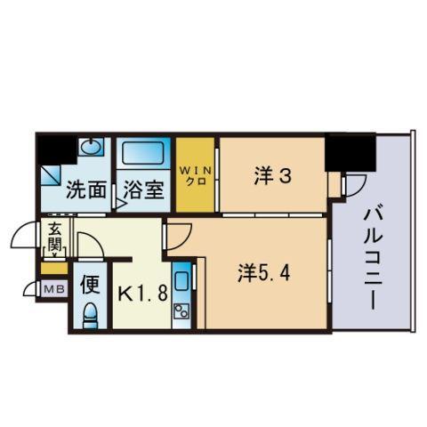 エンクレスト博多駅前ART(1LDK/2階)の間取り写真