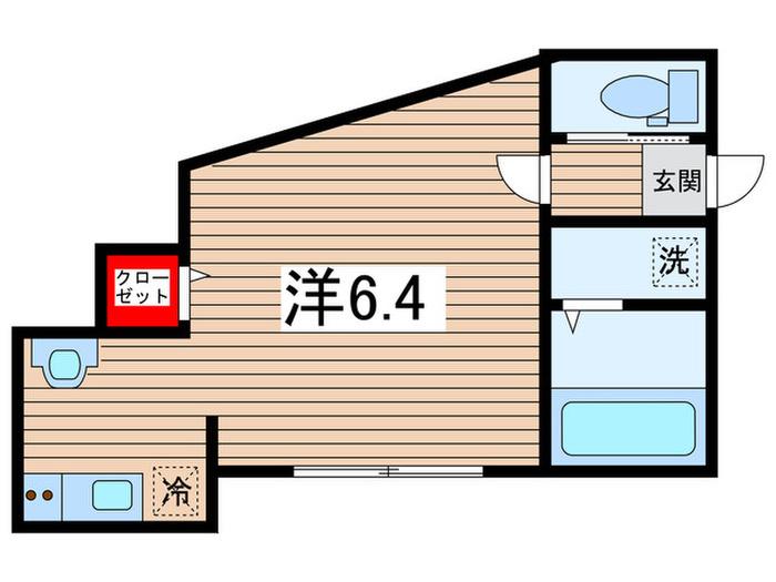 フェリオ道場北(ワンルーム/1階)の間取り写真