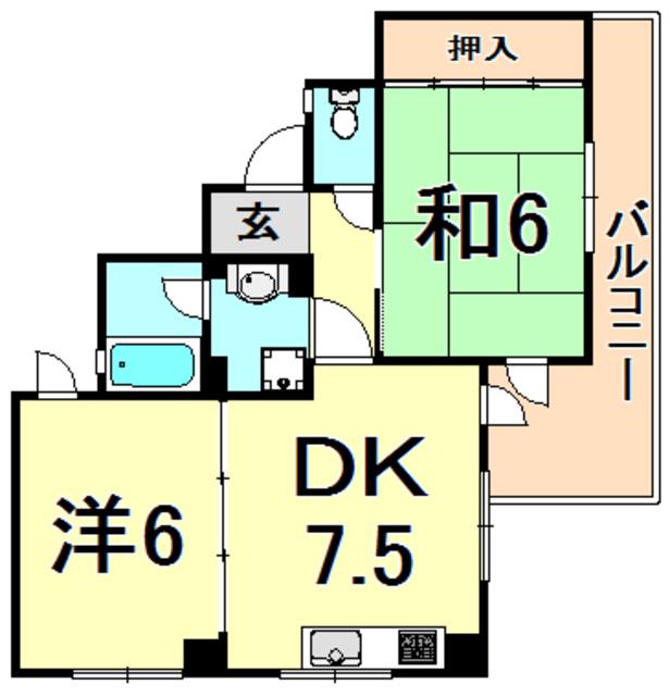 MSTYLEI伊丹西台(2DK/4階)の間取り写真