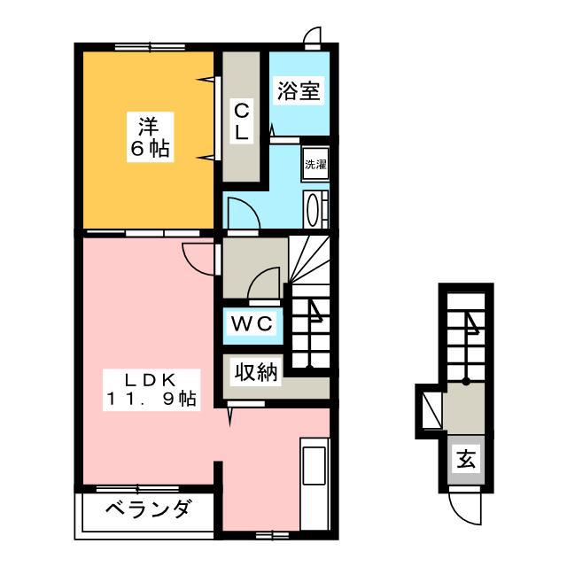アリスパーク A(1LDK/2階)の間取り写真