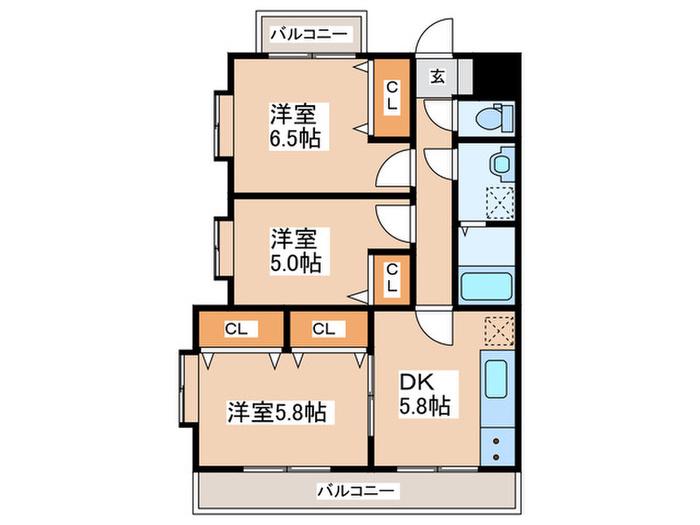 ルミエール香川(3DK/2階)の間取り写真