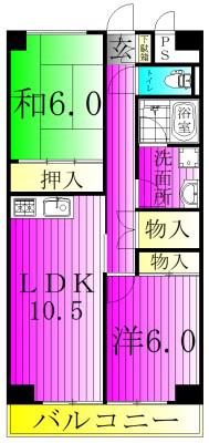 シラカワパレス(2LDK/4階)の間取り写真