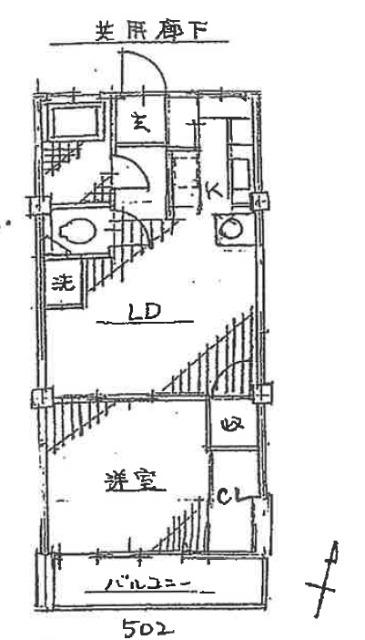 都立大マンション(1LDK/5階)の間取り写真
