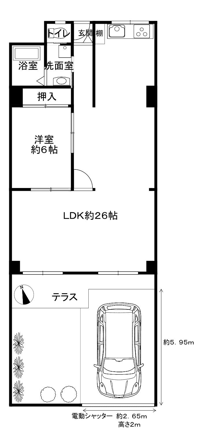メガロコープ平野2号棟(1LDK/1階)の間取り写真