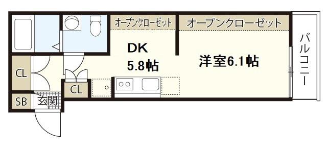 COLLINA隅の浜(1DK/2階)の間取り写真