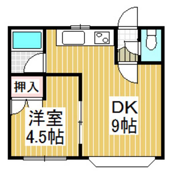グラスウエスト(1DK/3階)の間取り写真