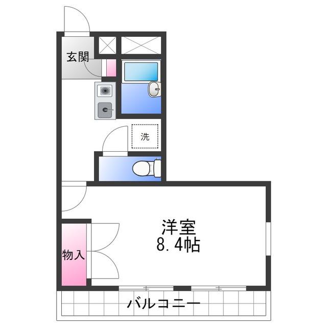 陽だまり高松(1K/2階)の間取り写真