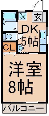 マロンウエスト(1DK/2階)の間取り写真