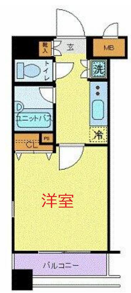 セルカディア港区芝浦(1K/2階)の間取り写真