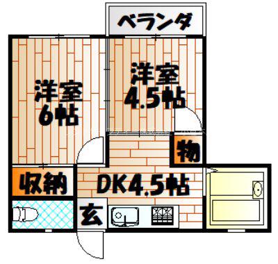 西小倉129(2DK/3階)の間取り写真
