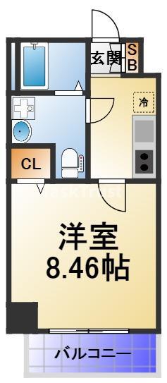 R SQUARE 東天満(1K/6階)の間取り写真
