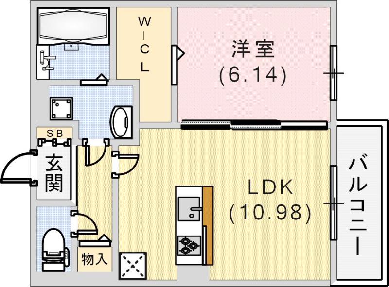 BOWLZ KOBE 兵庫町(1LDK/3階)の間取り写真