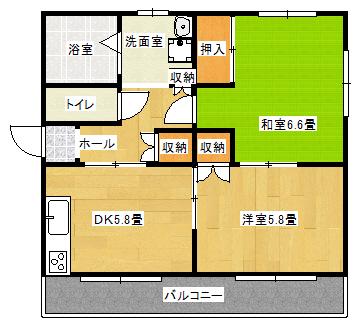 エスアイマンション(2DK/2階)の間取り写真
