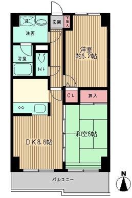 エクセルシオ(2DK/4階)の間取り写真