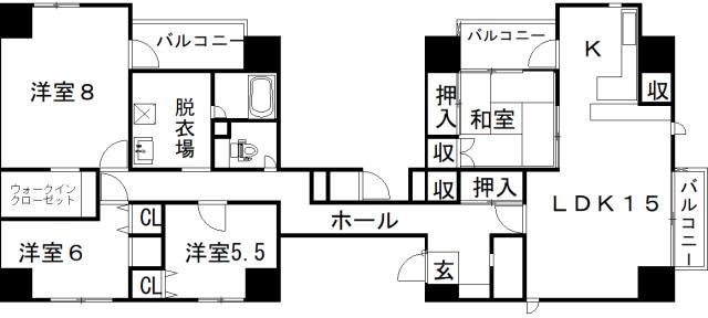 コーナーレジデンス浦田(4LDK/10階)の間取り写真