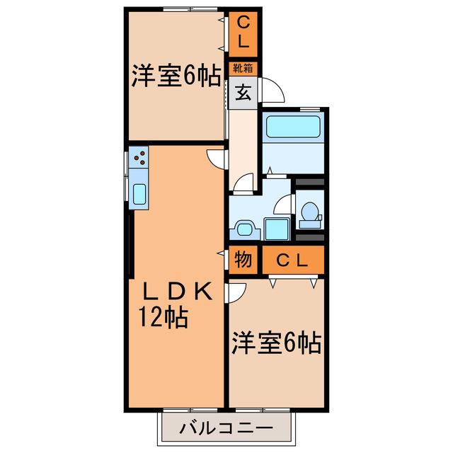 グリーンパーク井上(2LDK/2階)の間取り写真