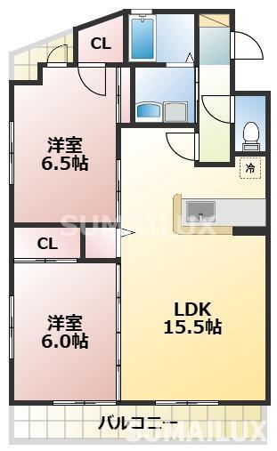 LGA38(2LDK/3階)の間取り写真