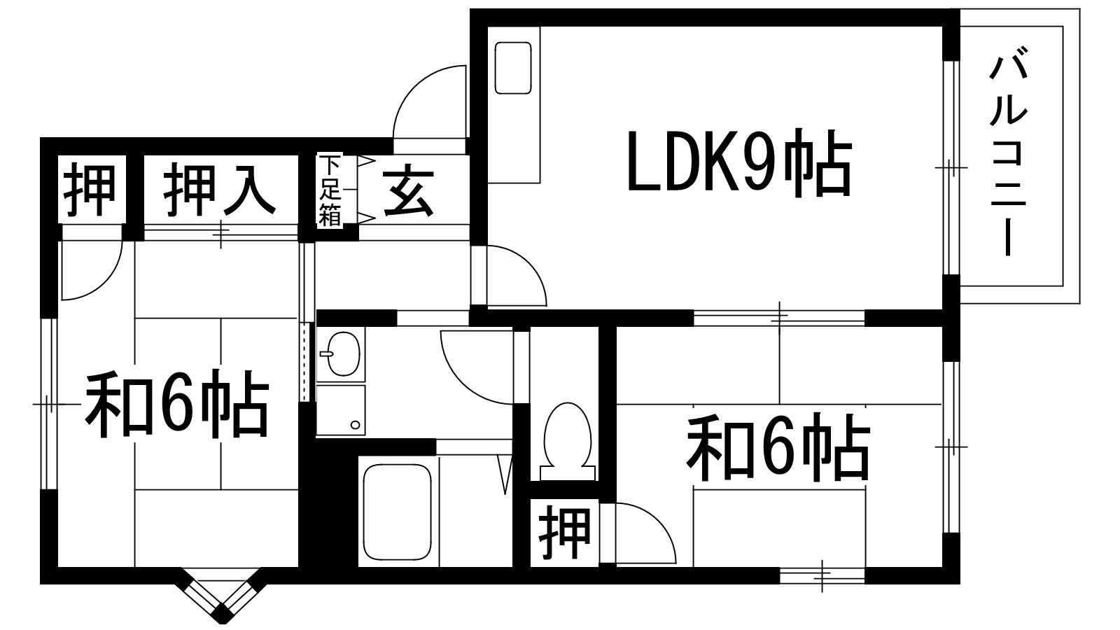 コモード仁川(2LDK/2階)の間取り写真