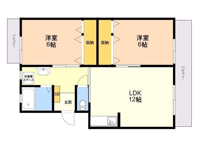 大西コーポラス(2LDK/3階)の間取り写真