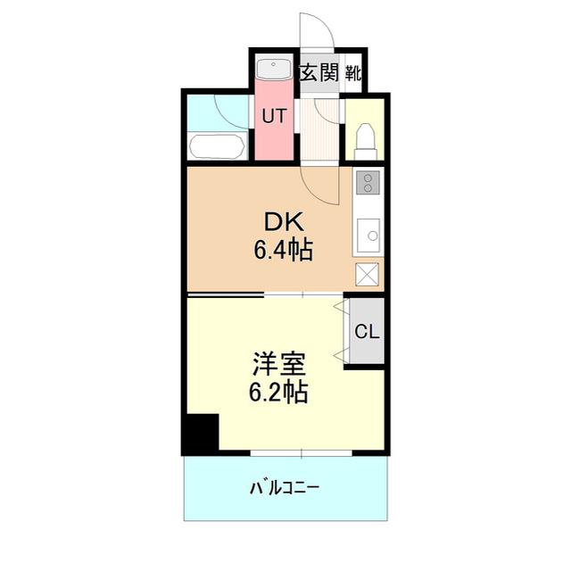 ターフサイド桑園(1DK/4階)の間取り写真