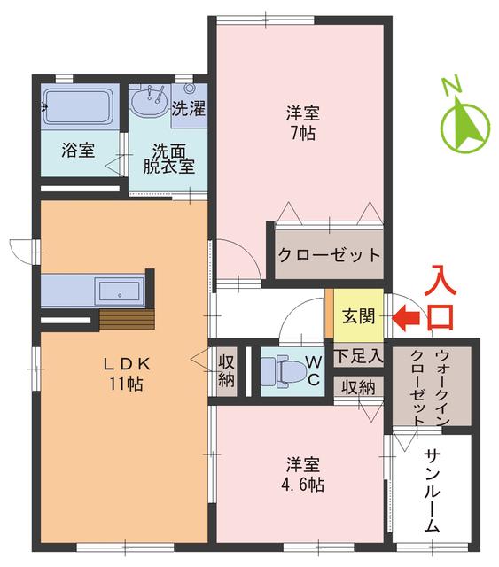 アプレエコール B棟(2LDK/2階)の間取り写真