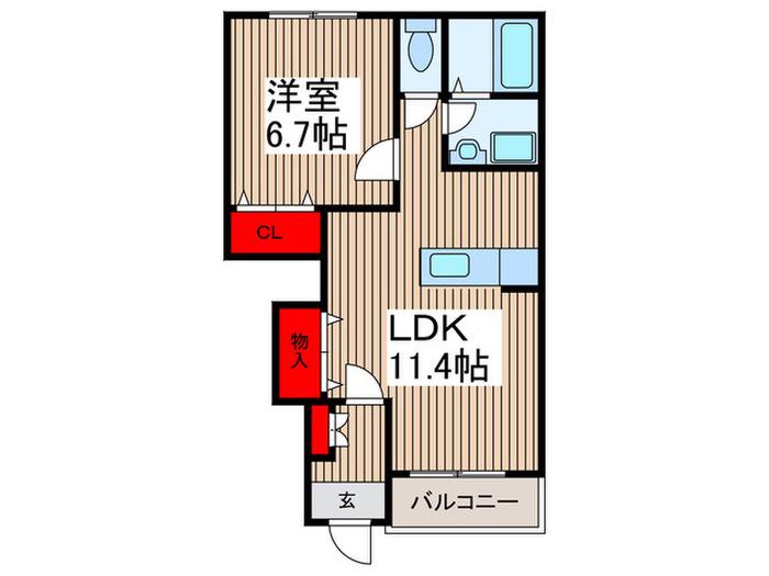 FOREST GREEN(1LDK/1階)の間取り写真