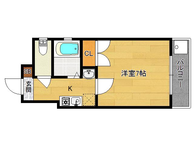 グッピーハイツ(1K/3階)の間取り写真