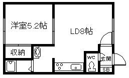 リバーサイド4.7(1DK/1階)の間取り写真
