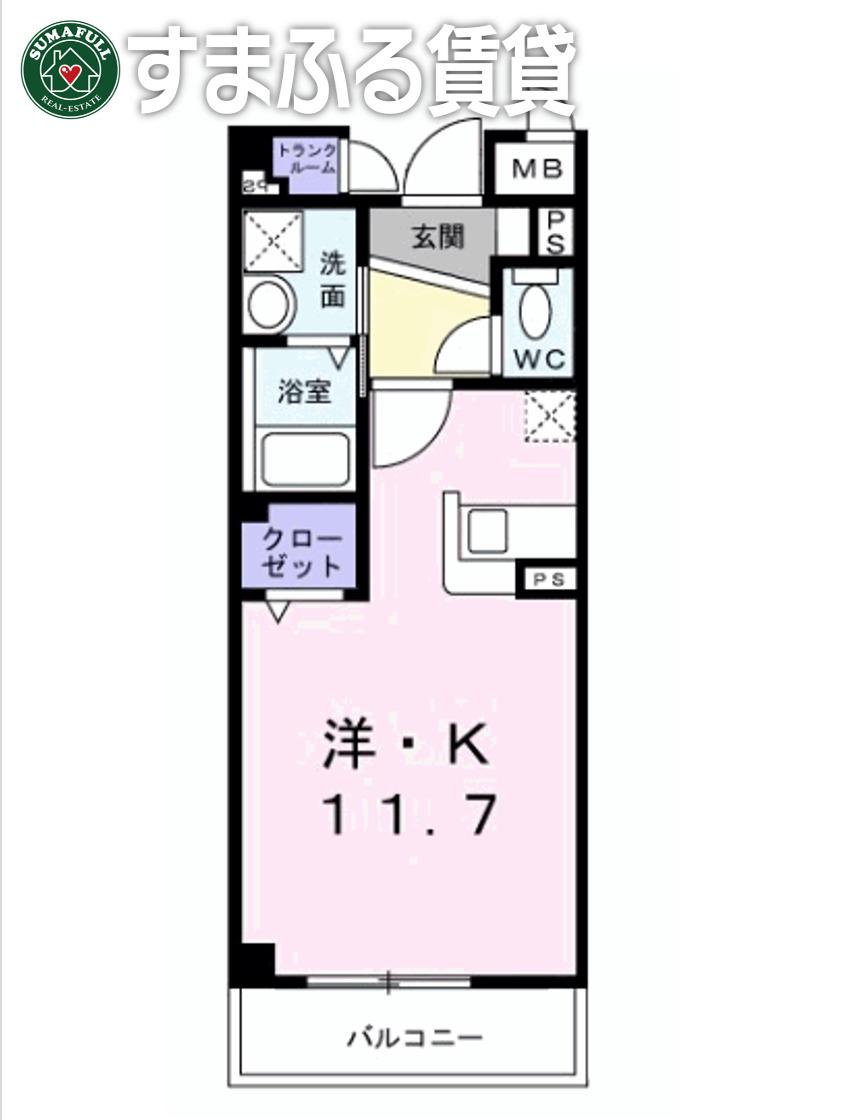 デュークA(ワンルーム/2階)の間取り写真