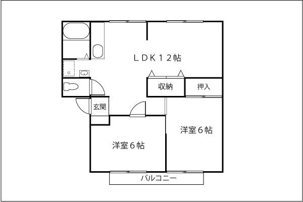 メイプル石原(2LDK/2階)の間取り写真