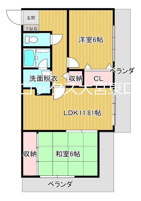日勝堂ビル(2LDK/7階)の間取り写真