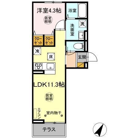 ソラーナ.K(1LDK/1階)の間取り写真