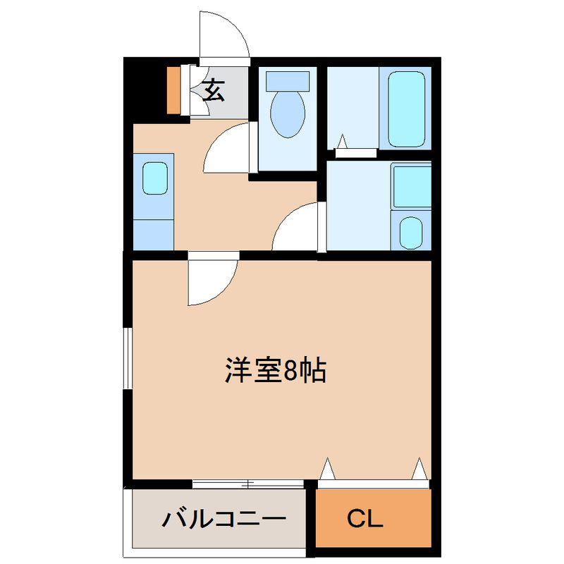 クレフラスト前ヶ崎(1K/2階)の間取り写真